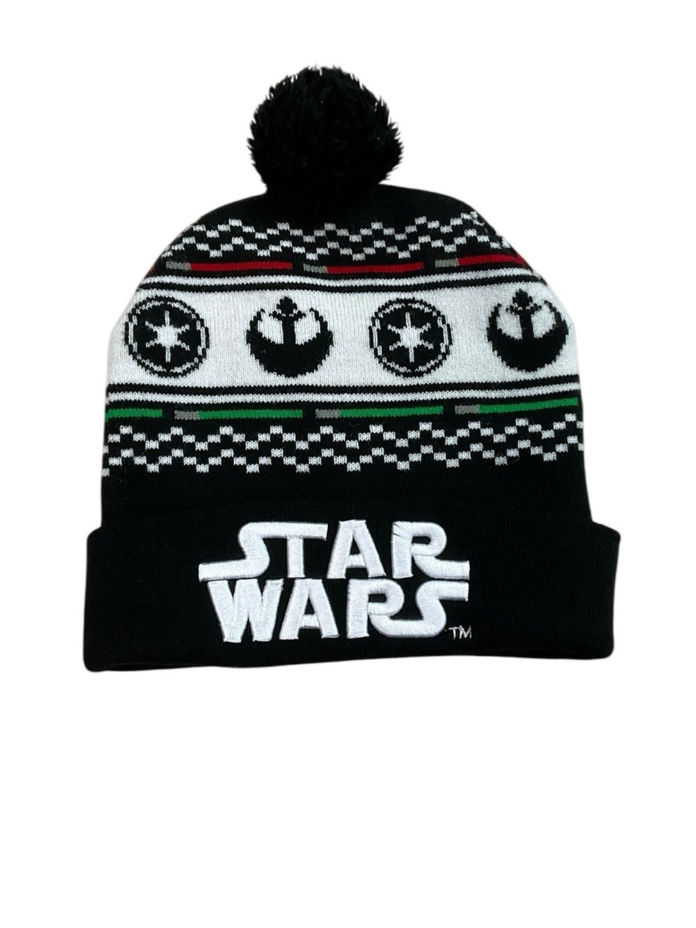 Star Wars Rebel Alliance & Galactic Empire Fair Isle Pom Beanie Black